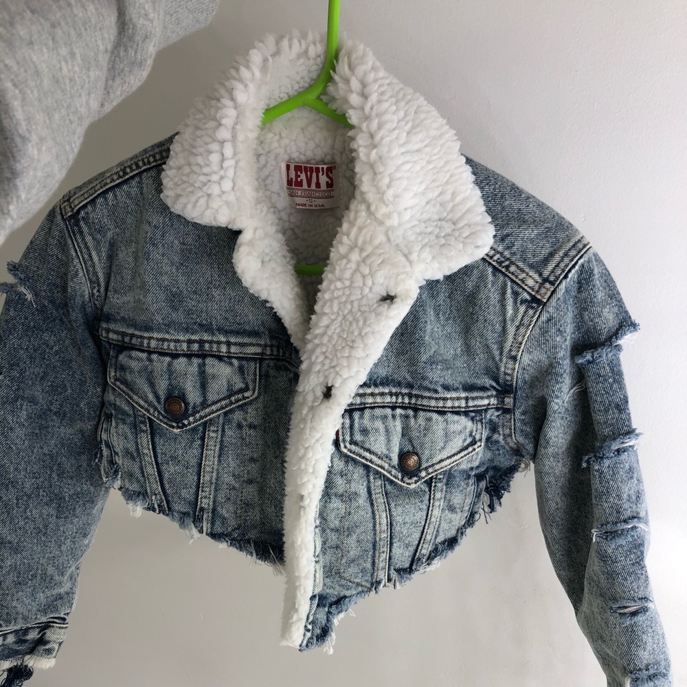 levi’s vintage fur jean jacket cropped